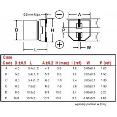 kondensator el.     2,2uF/ 50V 105st.C SMD 4x5,4mm Low ESR