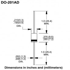 BY399 dioda prost. 3A, 800V, 150ns, DO15