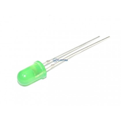 dioda LED  5mm zielona (571nm) matowa 120mcd 