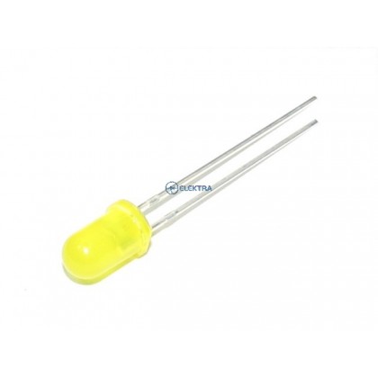 dioda LED  5mm żółta (590nm) matowa 200mcd 