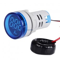 Amperomierz LED  z przekładnikiem prądowym 28mm 0-100A Niebieski